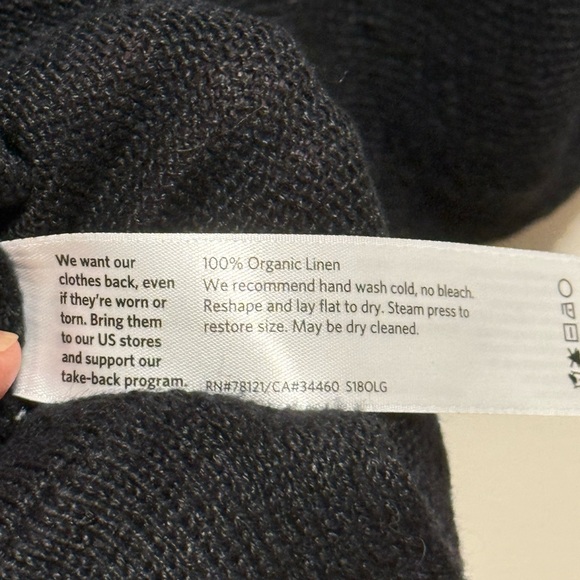 Eileen Fisher BLACK asymmetrical linen top - Picture 6 of 6